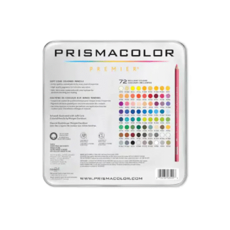 مداد رنگی 72 رنگ پریسماکالر مدل General رنگ های اصلی premier جعبه فلزی مغزی نرم