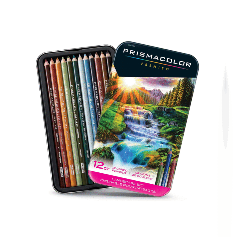 مداد رنگی 12 رنگ پریسماکالر مدل LandScape Set مخصوص نقاشی از طبیعت و منظره جعبه فلزی