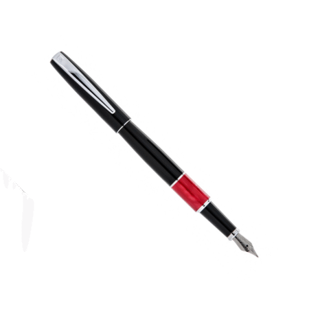 خودنویس مدل LIBRA از برند pierre cardin بدنه مشکی قسمت میانه قرمز مرمری با گیره کروم