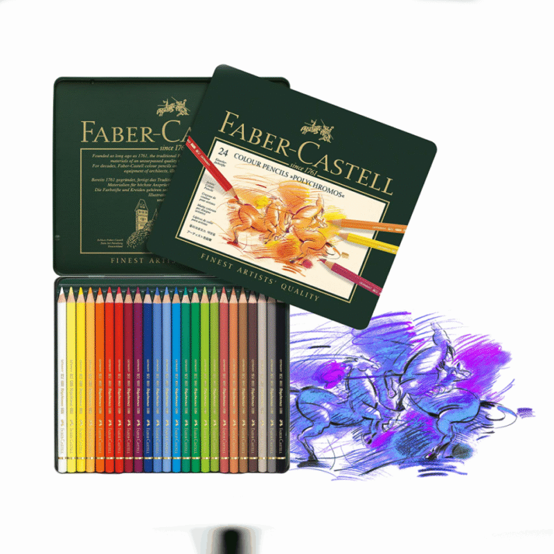 مداد رنگی 24 رنگ فابر کاستل مدل Polychromos جعبه فلزی ست آرتیستی