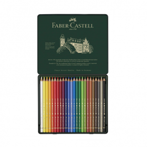 مداد رنگی 24 رنگ فابر کاستل مدل Polychromos جعبه فلزی ست آرتیستی