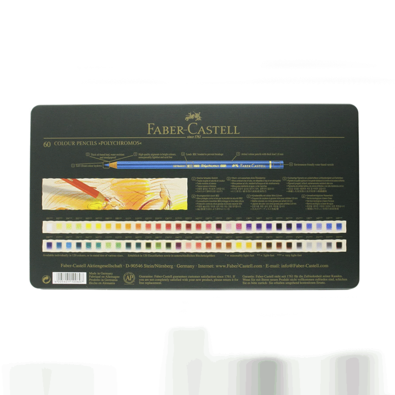 مداد رنگی 60 رنگ فابر کاستل مدل Polychromos جعبه فلزی ست آرتیستی