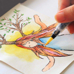 آبرنگ 48 رنگ مدل KOI از برند SAKURA دارای جعبه پلاستیکی سفید به همراه پالت و واتر براش
