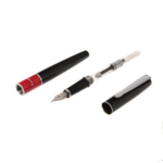 خودنویس مدل LIBRA از برند pierre cardin بدنه مشکی قسمت میانه قرمز مرمری با گیره کروم