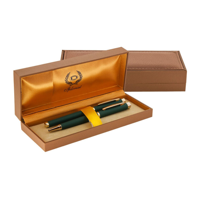 خودکار و خودنویس مدل ELLESSE از برند Iplomat بدنه سبز ابری گیره طلایی