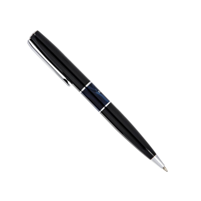 خودکار مدل LIBRA از برند pierre cardin بدنه مشکی قسمت میانه آبی مرمری با گیره کروم