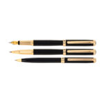 ست سه تایی مدل LORD خودکار، روان نویس و خودنویس از برند IPLOMAT بدنه مشکی لاکی گیره طلایی