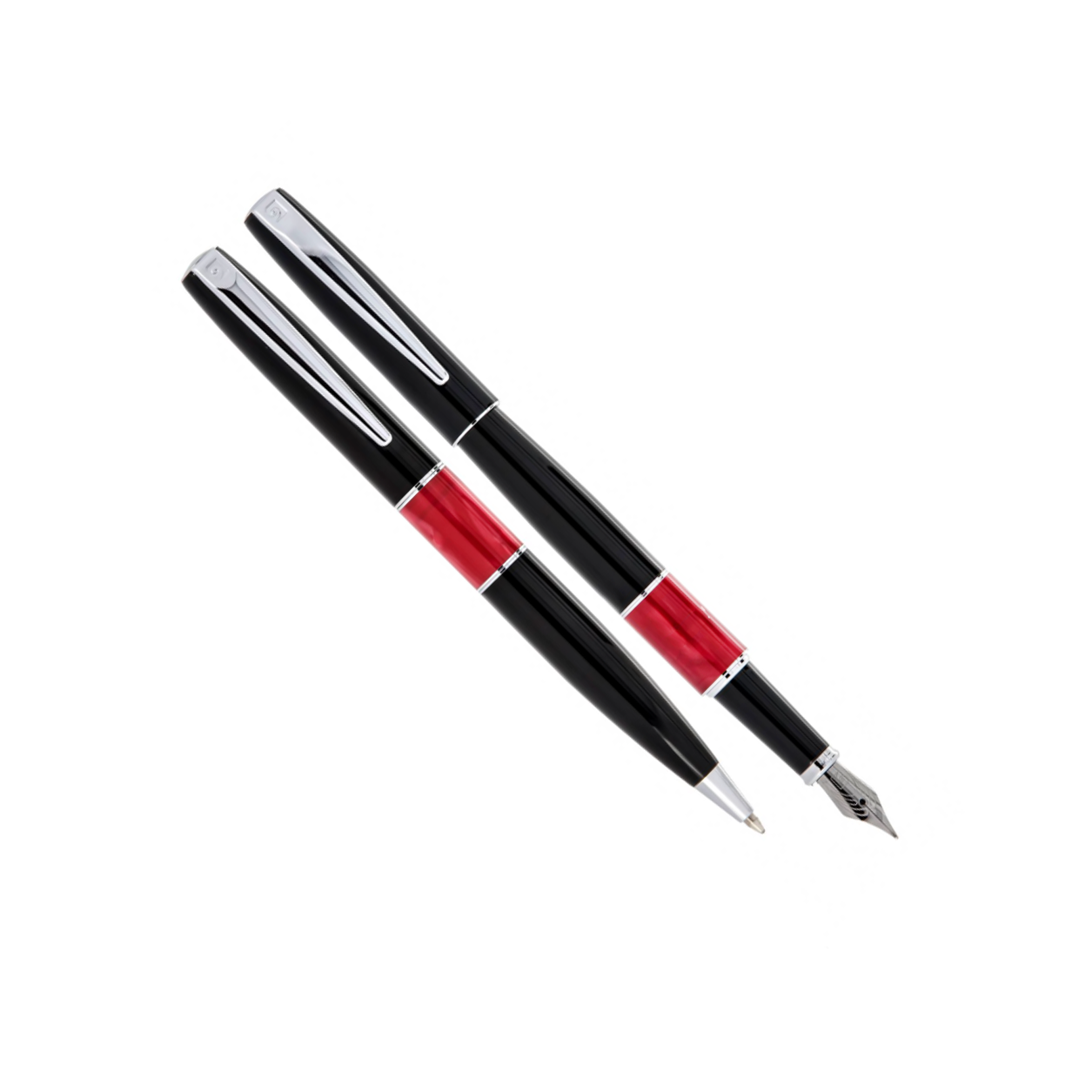 خودکار و خودنویس مدل LIBRA از برند pierre cardin خودکار و خودنویس مدل LIBRA از برند pierre cardin بدنه مشکی قسمت میانه قرمز مرمری با گیره کروم