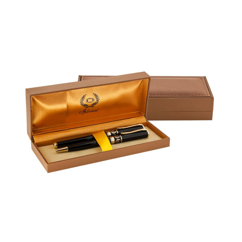 خودکار و خودنویس مدل SCHMIDTS از برند iplomat بدنه مشکی لاکی گیره طلایی