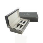 خودکار و خودنویس مدل WISDOM از برند pierre cardin بدنه مشکی طرح دار گیره کروم