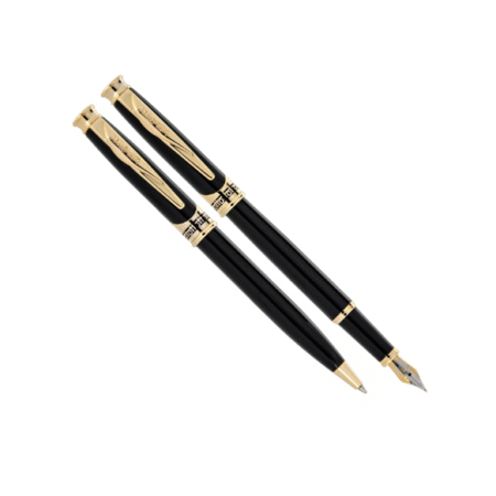 خودکار و خودنویس مدل JUPITER از برند pierre cardin بدنه مشکی لاکی با گیره طلایی