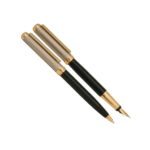 خودکار و خودنویس LORD ست دوتایی از برند IPLOMAT بدنه نیمه مشکی لاکی _ نقره ای گیره زرد