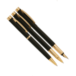 سه تایی مدل ELLESSE خودکار، روان نویس و خودنویس ایپلومات بدنه مشکی گیره طلایی