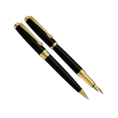 ست خودکار و خودنویس مدل ARENA از برند Iplomat بدنه مشکی مات گیره طلایی