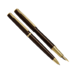 ست خودکار و خودنویس مدل MULLER از برند Iplomat بدنه قهوه ای پیچازی گیره طلایی