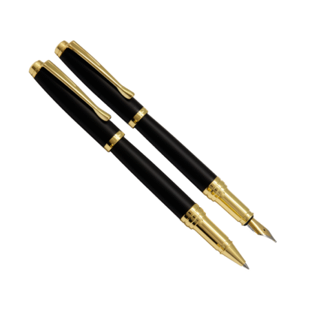 ست روان نویس و خودنویس مدل ARENA از برند Iplomat بدنه مشکی مات گیره طلایی