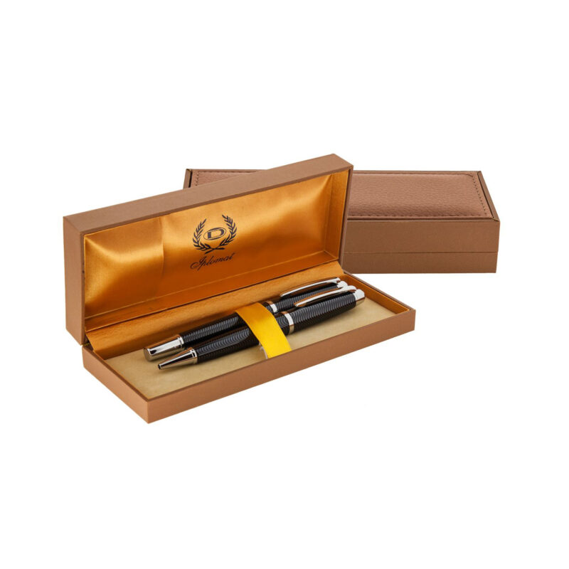 ست خودکار و خودنویس مدل ALLIANZ از برند Iplomat بدنه دودی رنگ گیره استیل