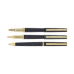 ست سه تایی مدل MULLER خودکار، روان نویس و خودنویس از برند Iplomat بدنه طوسی پیچازی گیره طلایی