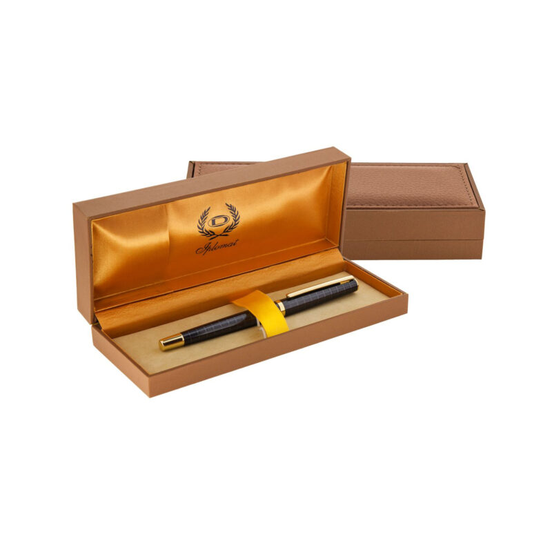 خودنویس مدل MULLER از برند Iplomat بدنه طوسی پیچازی گیره طلایی