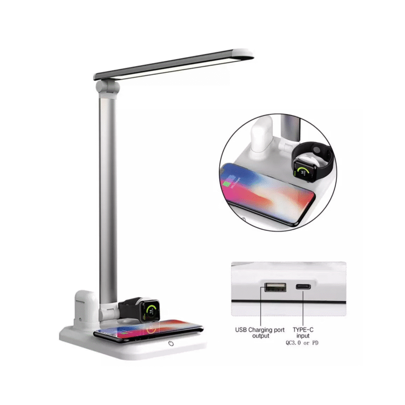 چراغ مطالعه QI مدل 4IN1 همراه با شارژر بی سیم و لامپ LED
