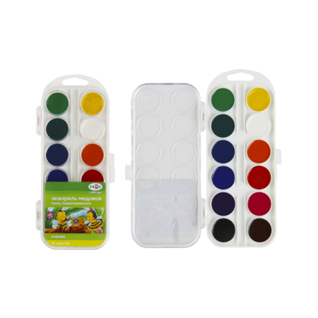 آبرنگ 12 رنگ راما جعبه طلقی مناسب کودکان 3 تا 6 سال