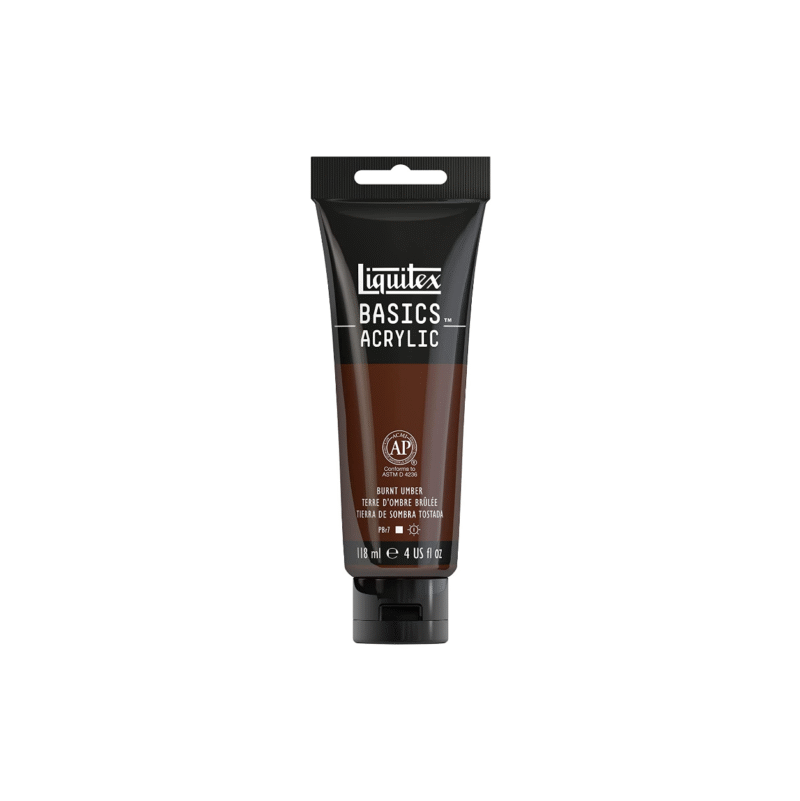 قهوه ای Burnt umber آکریلیک BASICS از برند LIQUITEX