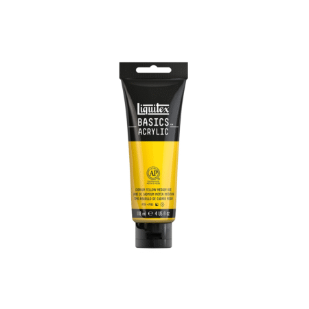 رنگ زرد آکریلیک BASICS از برند LIQUITEX حجم 118 میل