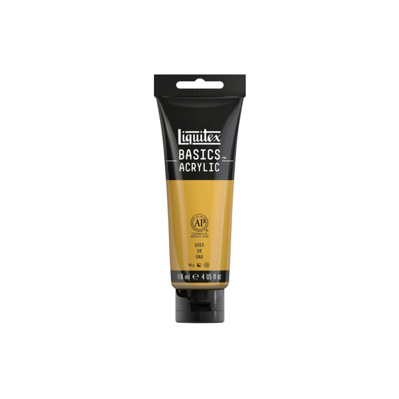 رنگ طلایی آکریلیک BASICS از برند LIQUITEX حجم 118 میل