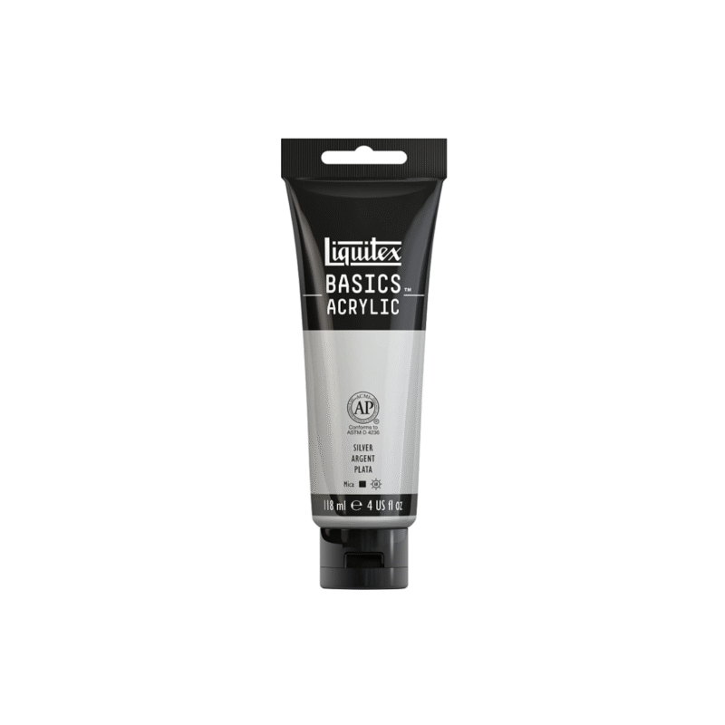 رنگ نقره ای آکریلیک BASICS از برند LIQUITEX حجم 118 میل