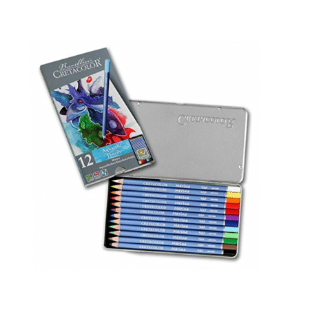 مداد آبرنگ 12 تایی از برند Cretacolor جعبه فلزی