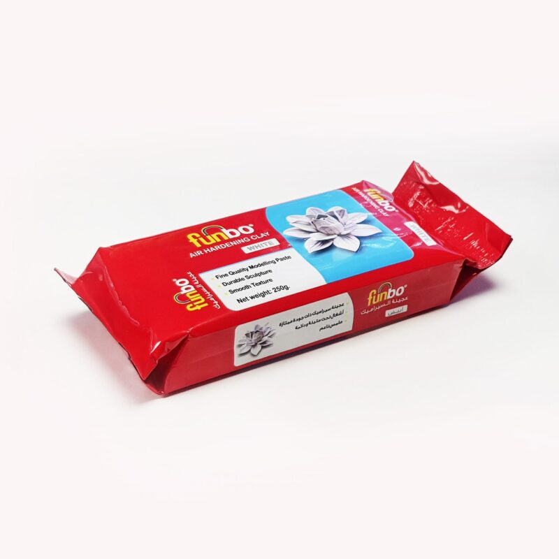 خمیر هوا خشک funbo سفید رنگ در دو حجم 500 و 250 گرمی