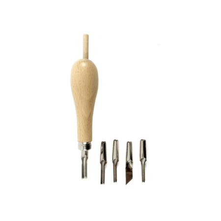 مغار 5 سر دسته چوبی Lino cutter