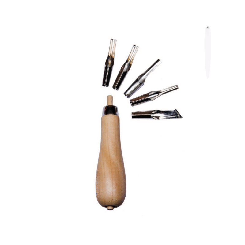مغار 5 سر دسته چوبی Lino cutter