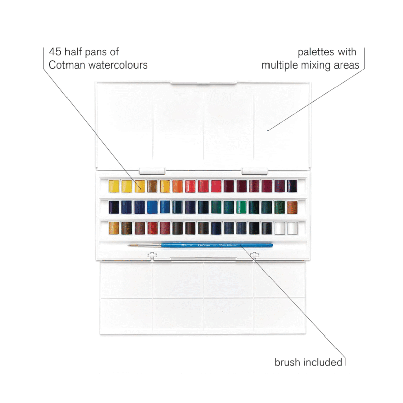 مجموعه 46 عددی آبرنگ  Cotman برند Winsor & Newton در 40 رنگ