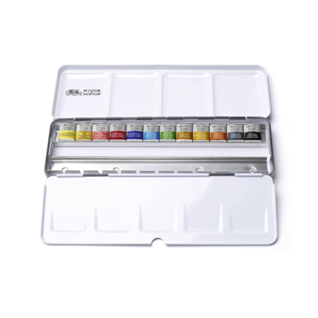 آبرنگ 12 رنگ Cotman برند Winsor & Newton جعبه فلزی