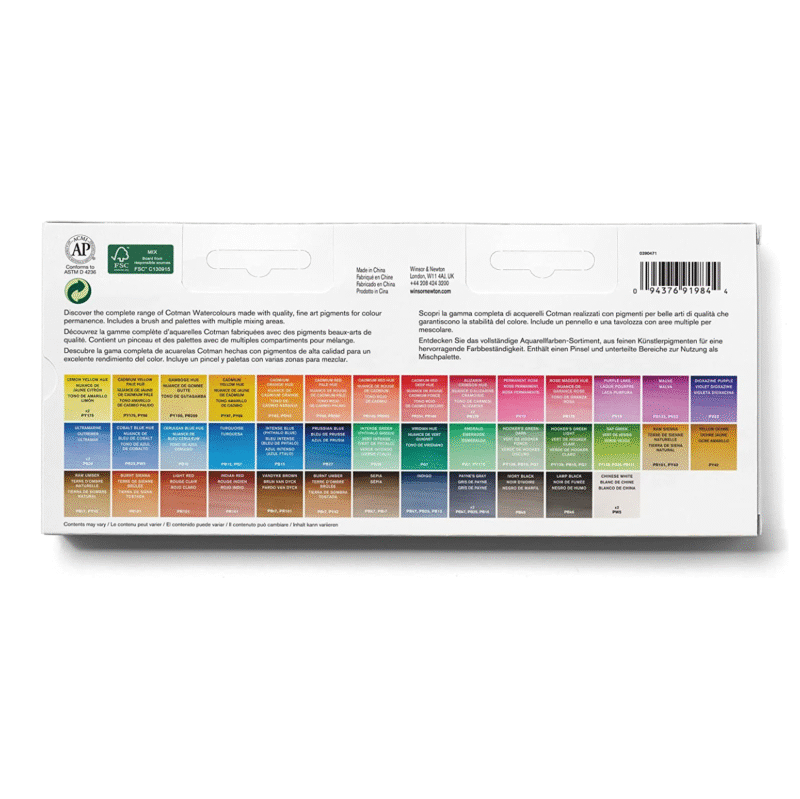 مجموعه 46 عددی آبرنگ  Cotman برند Winsor & Newton در 40 رنگ