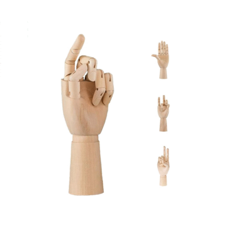 دست چوبی طراحی با مفاصل متحرک در دو سایز